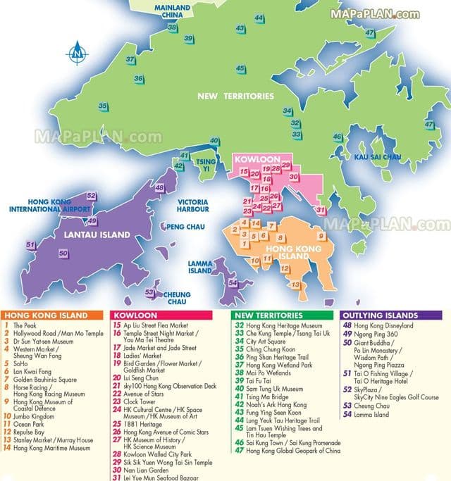 Hong Kong sights map